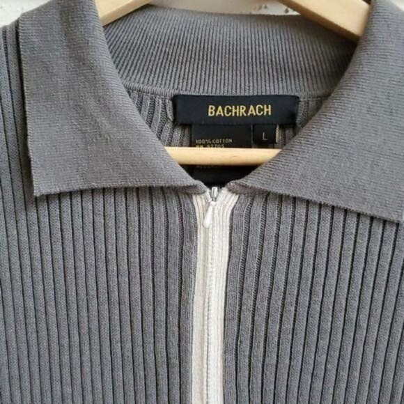 Bachrach 1/4 Zip Long Sleeve Collared 2 Toned Pullover Sz. L‎ Sweater - Picture 4 of 10